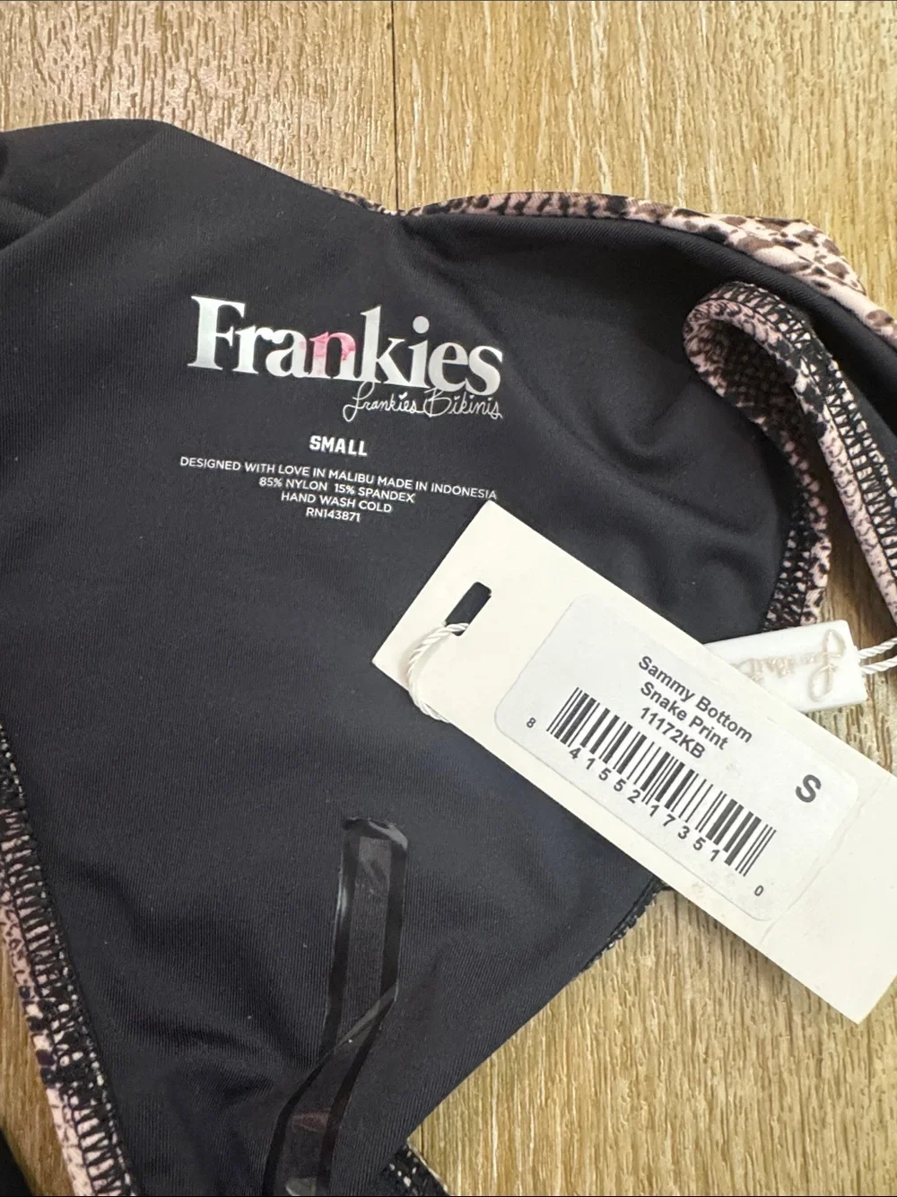 Frankie’s Bikinis Sammy Bottom Snake Print Bikini Bottoms size Small NWT